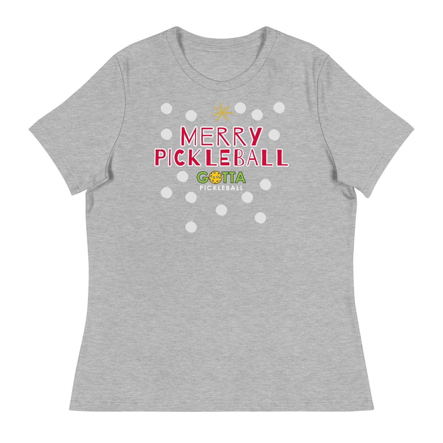 Women's T-Shirt Relaxed: Merry Pickleball Snow (more colors)