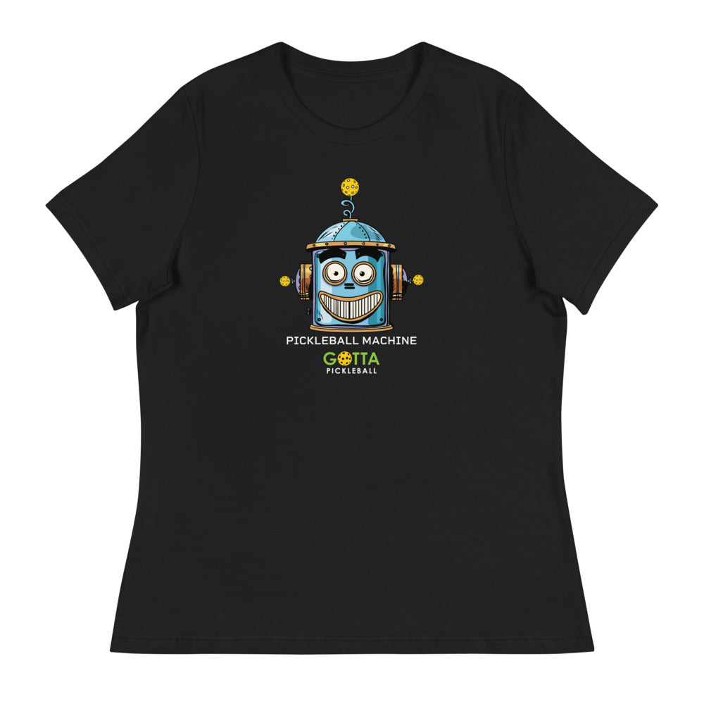 Women's T-Shirt RELAXED FIT: ROBOT FACE PICKLEBALL MACHINE (more colors)
