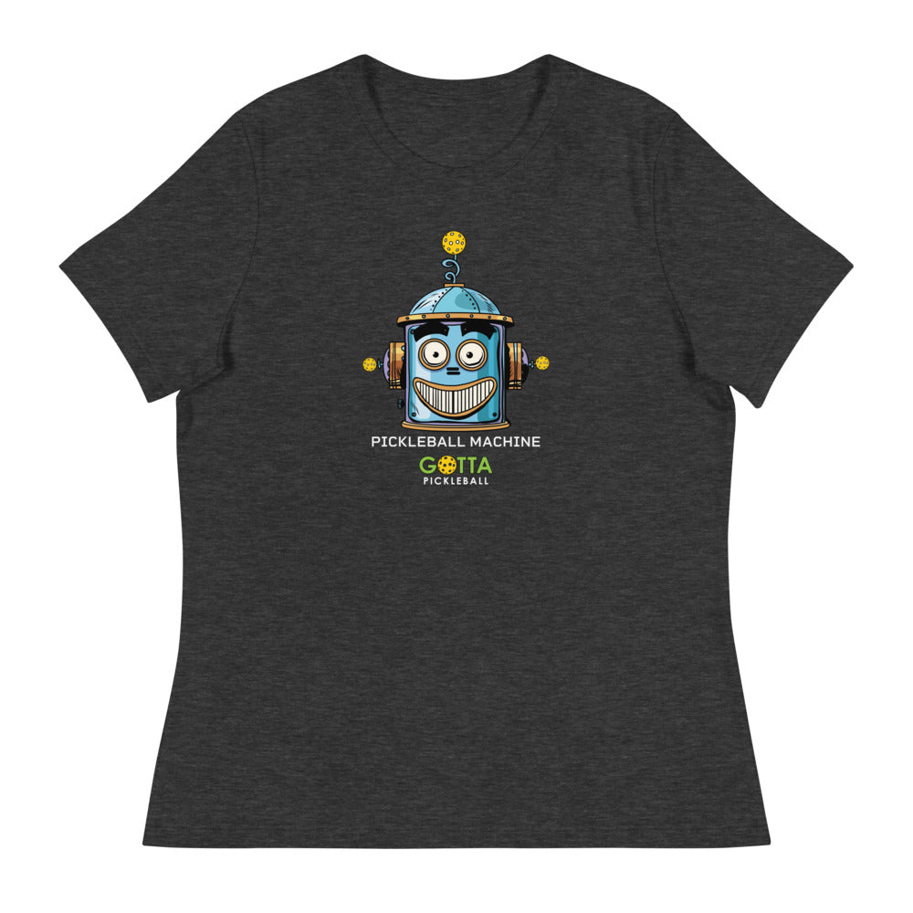 Women's T-Shirt RELAXED FIT: ROBOT FACE PICKLEBALL MACHINE (more colors)
