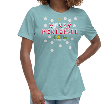 Women's T-Shirt Relaxed: Merry Pickleball Snow (more colors)