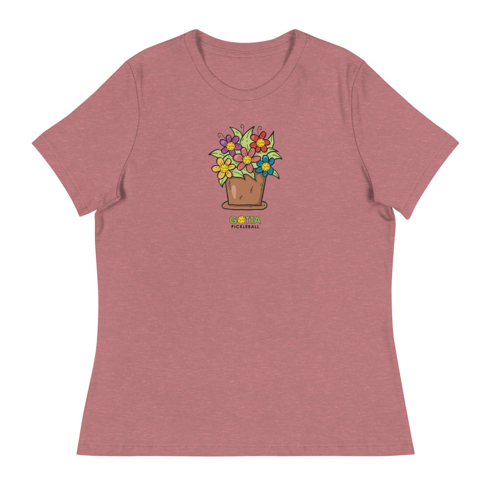 Women's T-Shirt Relaxed: Pickleball Flower Pot (more colors)