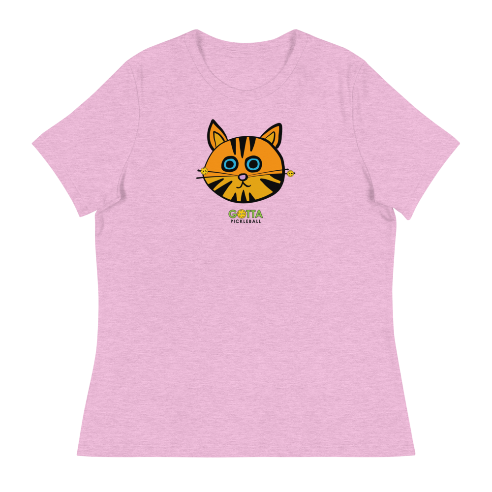 Women's T-Shirt Relaxed: Cat Orange Pickleball Whiskers (more colors)