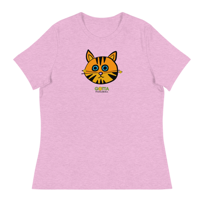 Women's T-Shirt Relaxed: Cat Orange Pickleball Whiskers (more colors)